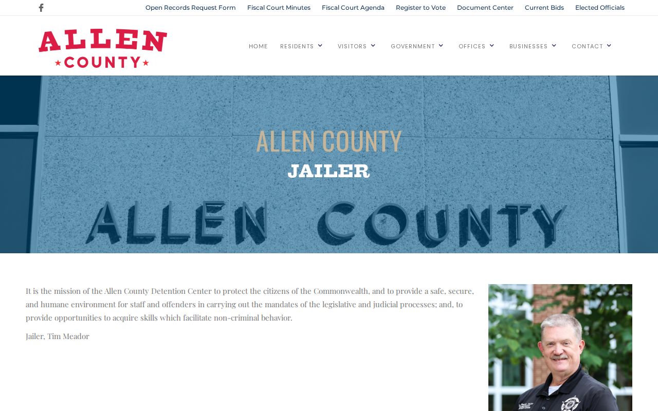 Allen County Detention Center official booking contact page